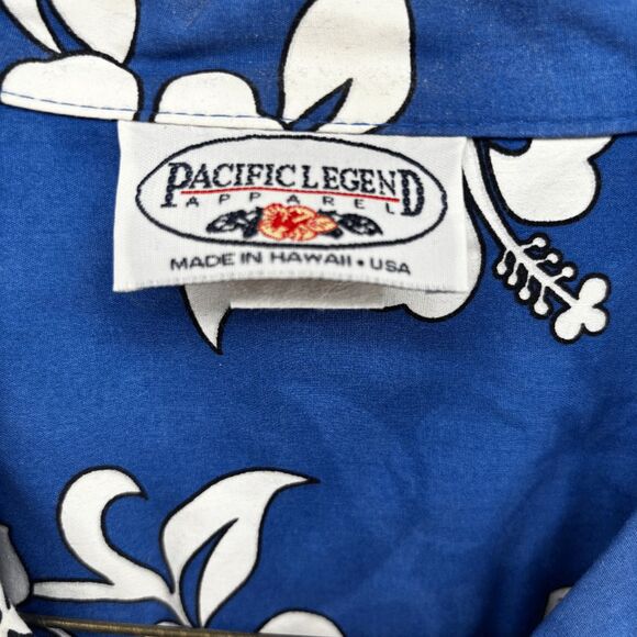 Pacific Legend Floral Shadow Blue White Cotton Camp Hawaiian Shirt Size 3XL EUC - Picture 5 of 5